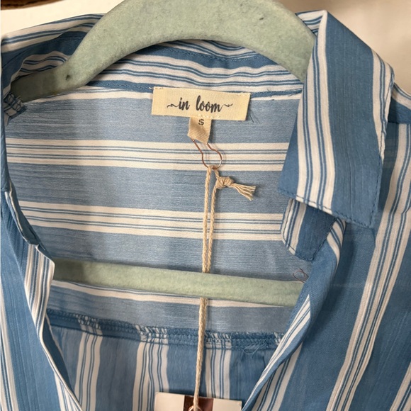 In loom Blue and White Striped Shirt - Picture 2 of 4